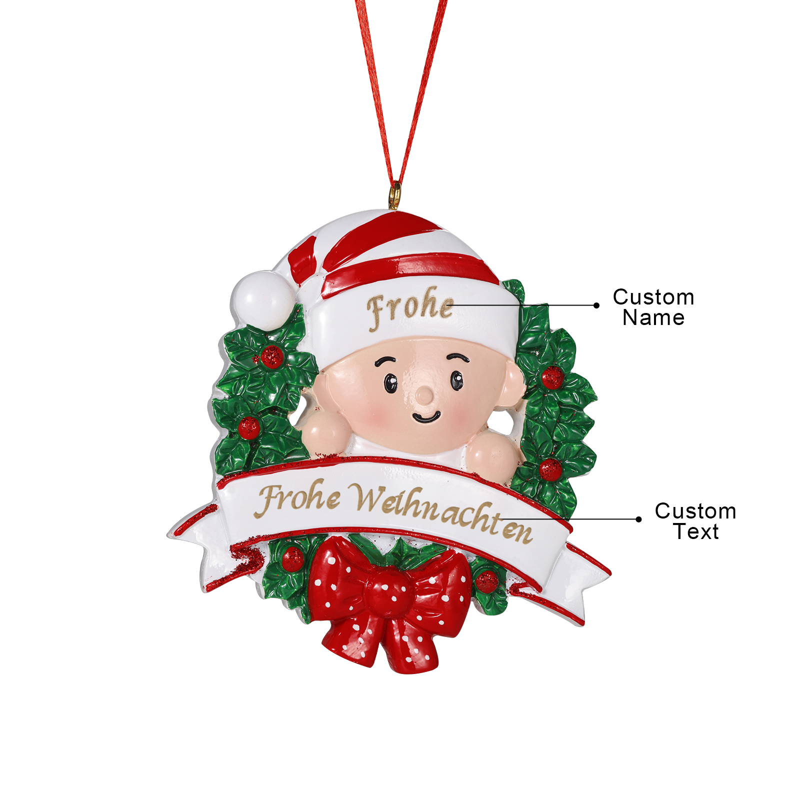 Harz Personalisierter 1 Name &1 Text Weihnachtsornament Baum Geschenk Anhänger