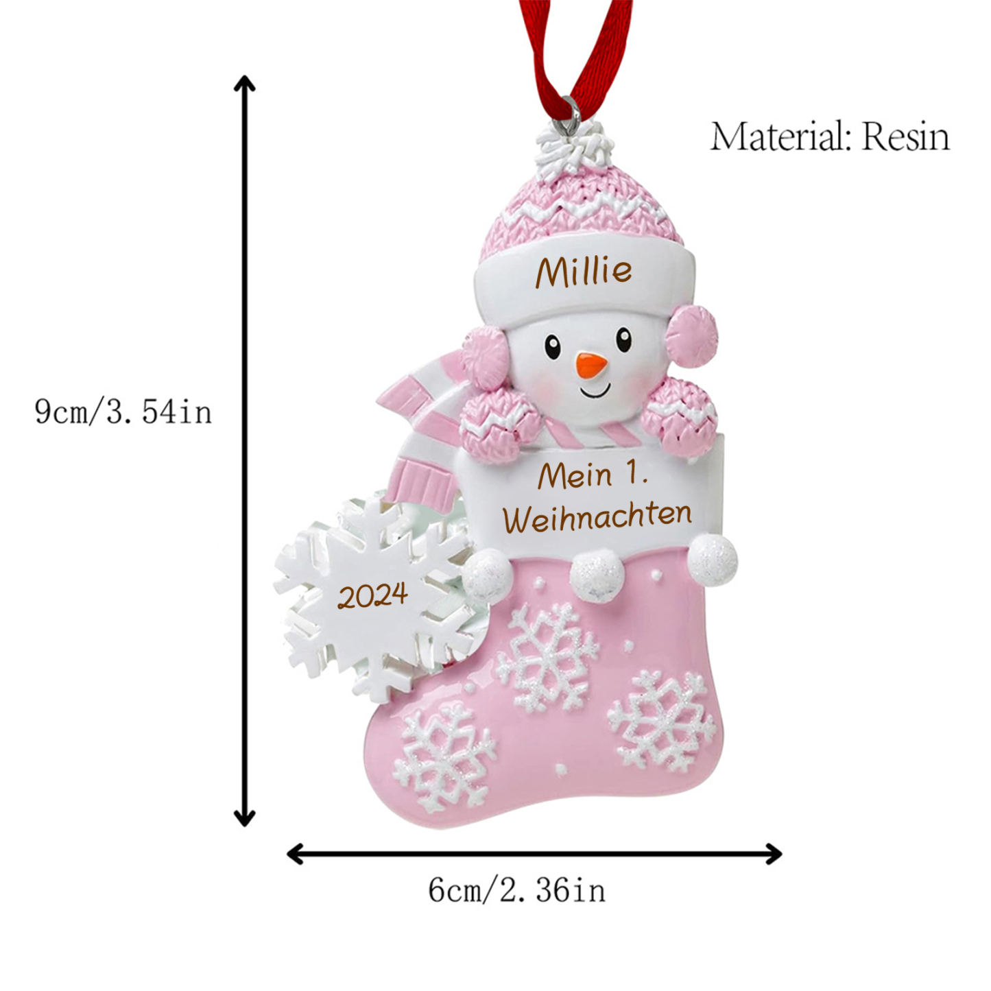 Harz Weihnachtsornament - Personalisierter Name & Text & Jahr Baby Weihnachtssocken Weihnachtsstiefel Ornament