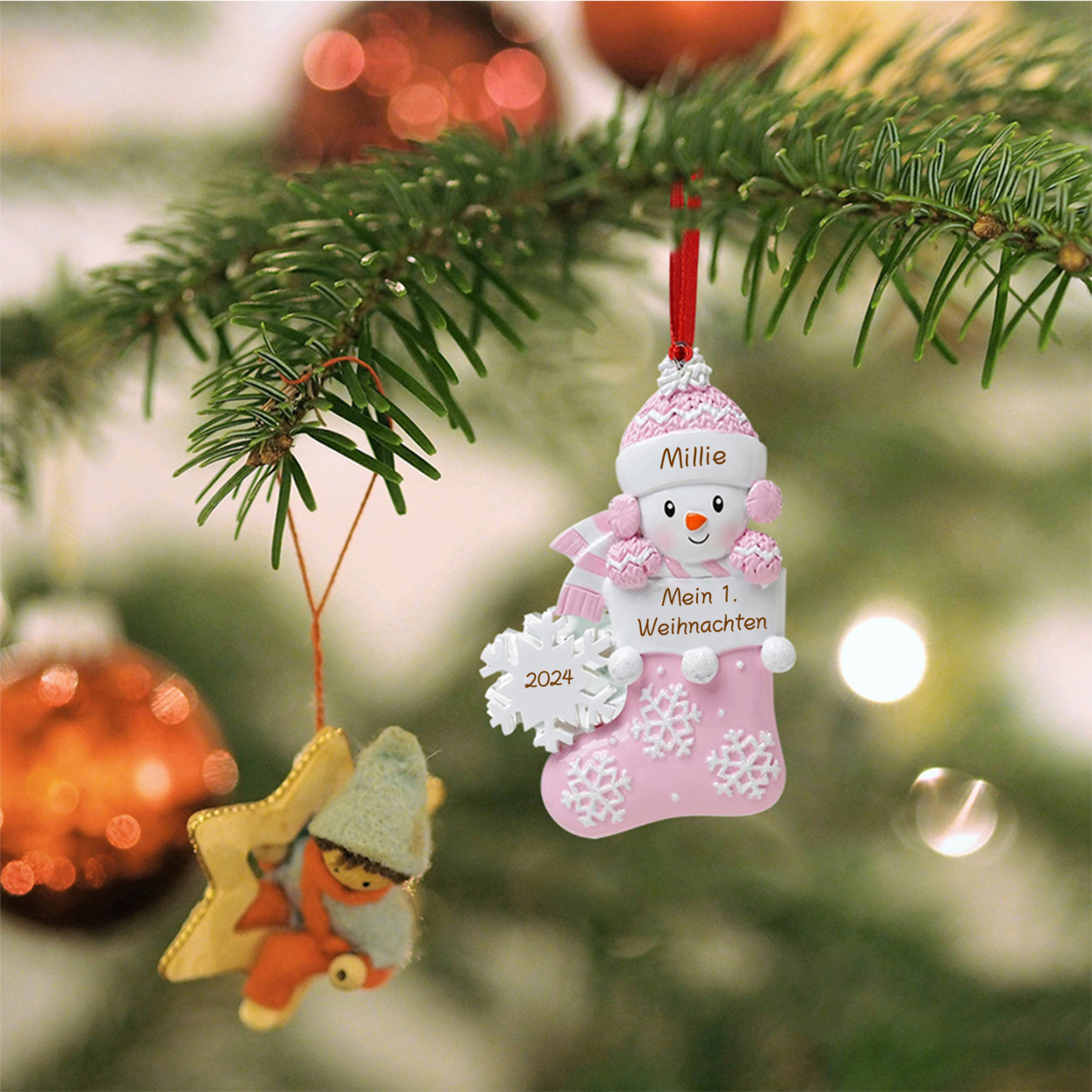 Harz Weihnachtsornament - Personalisierter Name & Text & Jahr Baby Weihnachtssocken Weihnachtsstiefel Ornament