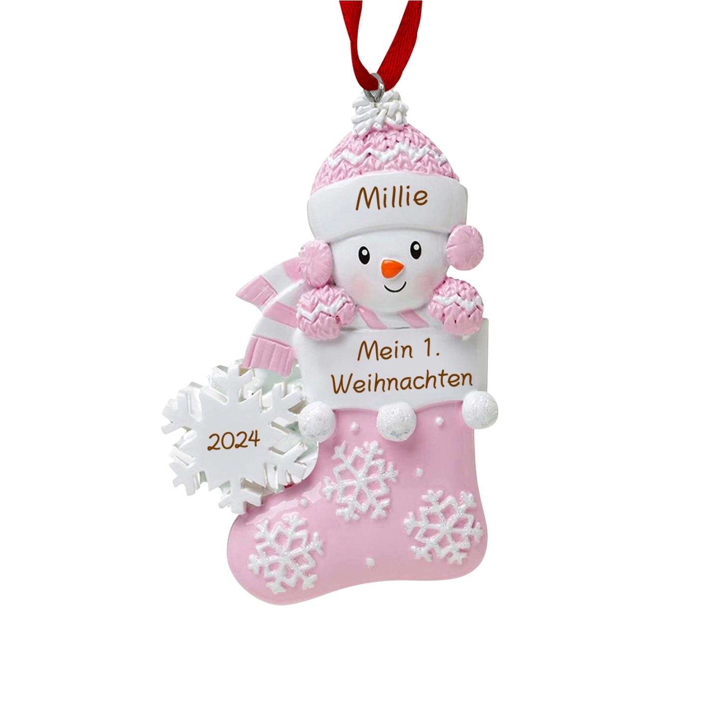 Harz Weihnachtsornament - Personalisierter Name & Text & Jahr Baby Weihnachtssocken Weihnachtsstiefel Ornament