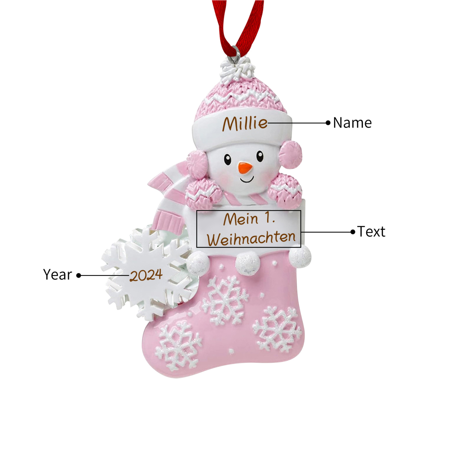 Harz Weihnachtsornament - Personalisierter Name & Text & Jahr Baby Weihnachtssocken Weihnachtsstiefel Ornament