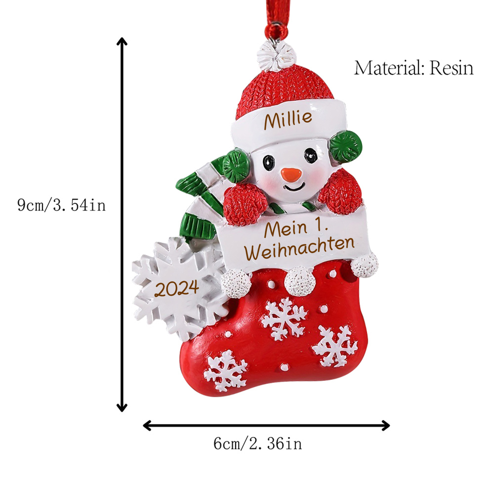 Harz Weihnachtsornament - Personalisierter Name & Text & Jahr Baby Weihnachtssocken Weihnachtsstiefel Ornament