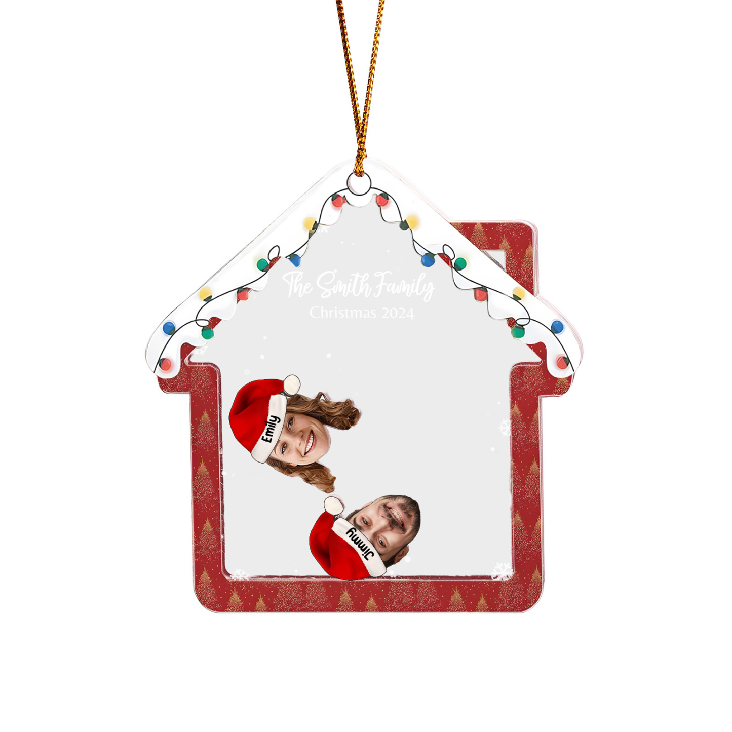 Holz Weihnachtsornament – Personalisierter Text & 2-6 Namen & 2-6 Avatare – Festliche Weihnachtsbaum-Dekoration