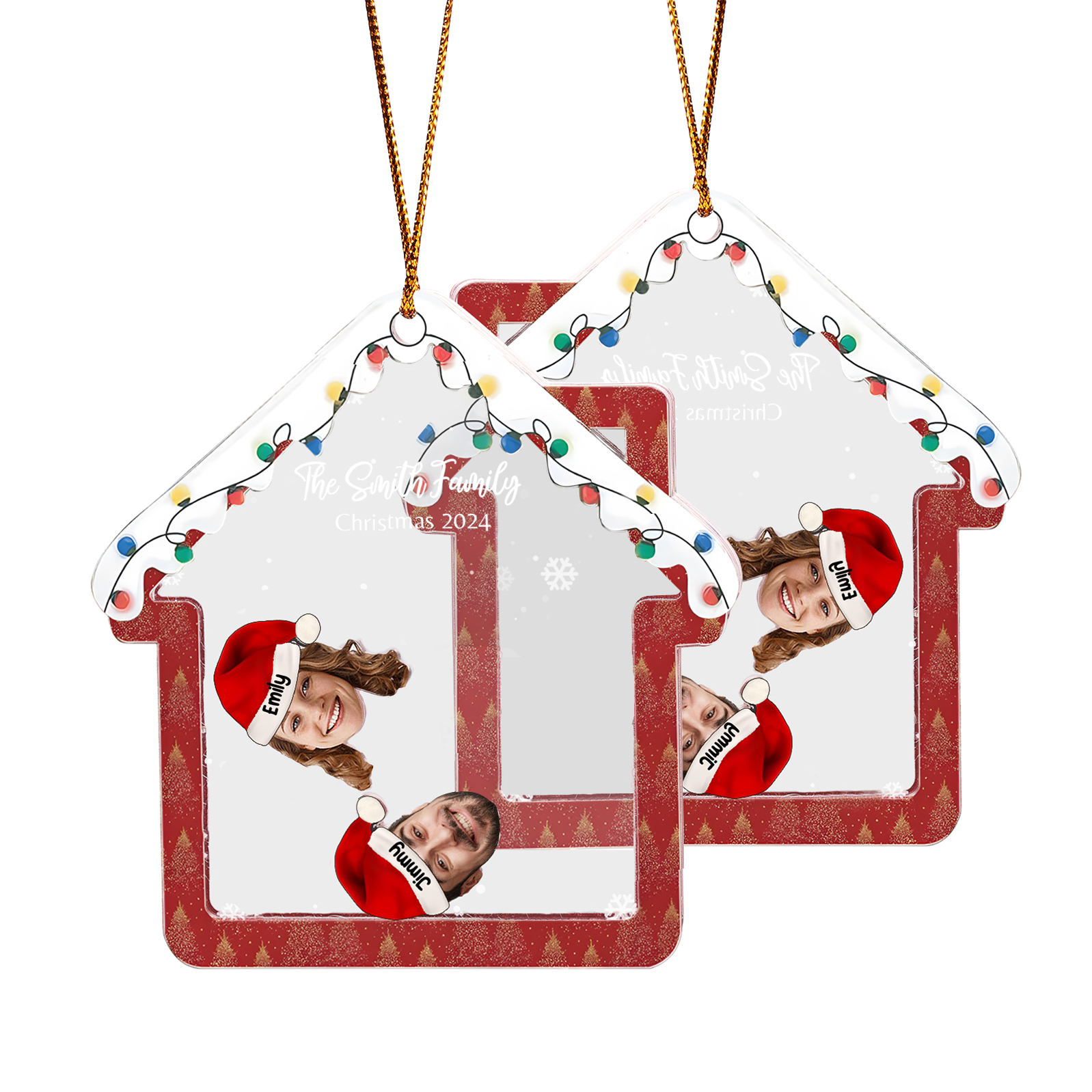 Holz Weihnachtsornament – Personalisierter Text & 2-6 Namen & 2-6 Avatare – Festliche Weihnachtsbaum-Dekoration