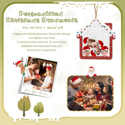 Holz Weihnachtsornament – Personalisierter Text & 2-6 Namen & 2-6 Avatare – Festliche Weihnachtsbaum-Dekoration 