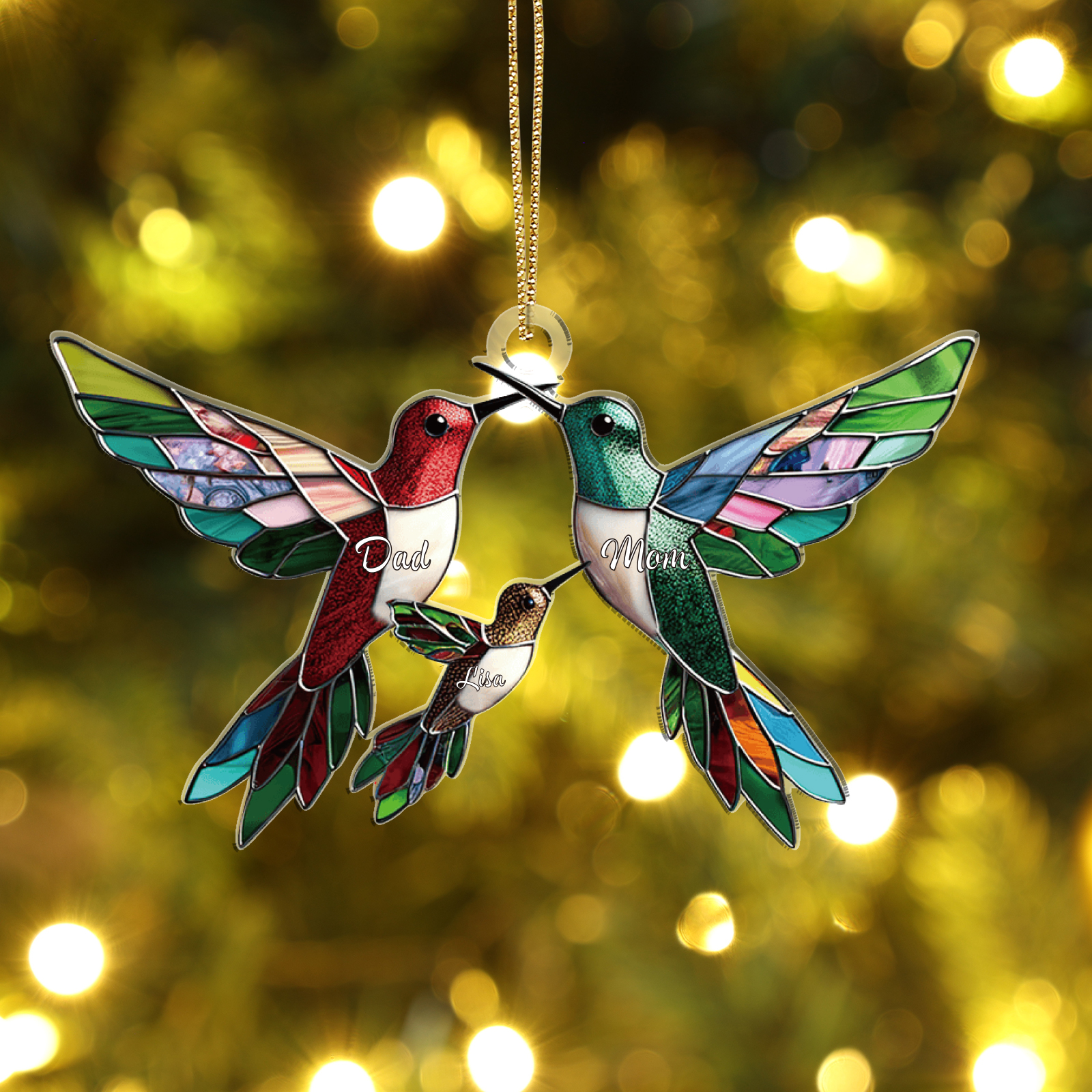 Acryl Weihnachtsornament - Personalisierte 2-6 Namen Vogel-Familien Acryl-Weihnachtsanhänger für Familie