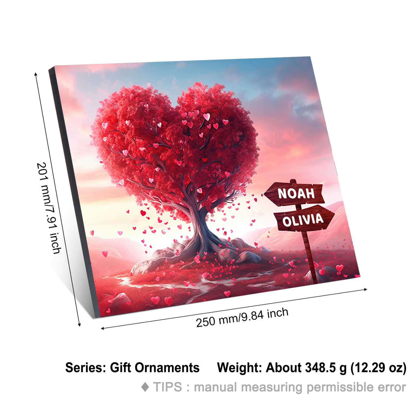 Personalisierte 2-5 Namen auf Wegweisern Familien rosafarbenen Herzbaum Holzbild – Perfektes Geschenk für Familie