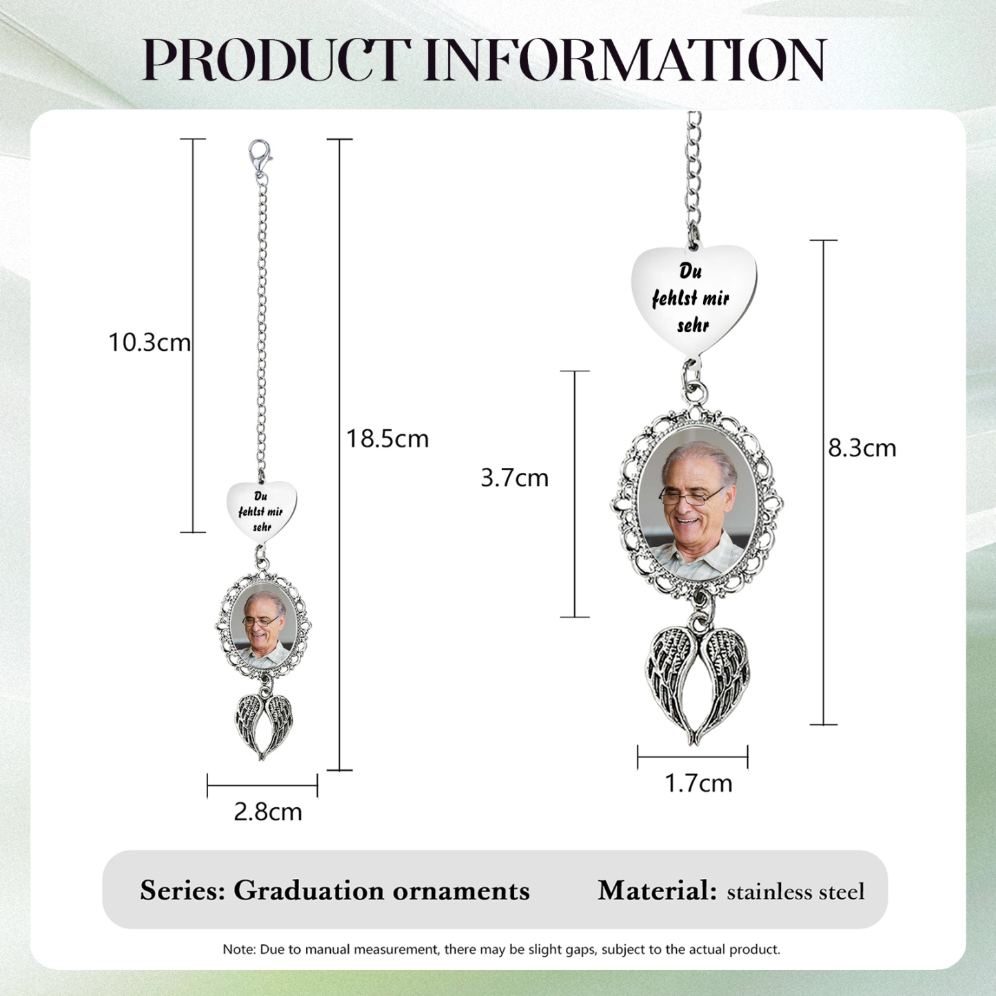 Personalisiertes Foto Gedenk-Anhänger mit Engelsflügeln – Du fehlst mir sehr – Unvergessliche Erinnerungen Geschenk