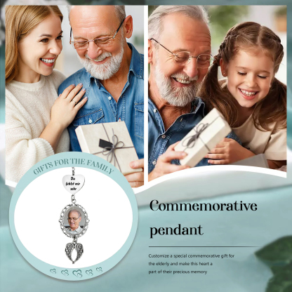 Personalisiertes Foto Gedenk-Anhänger mit Engelsflügeln – Du fehlst mir sehr – Unvergessliche Erinnerungen Geschenk