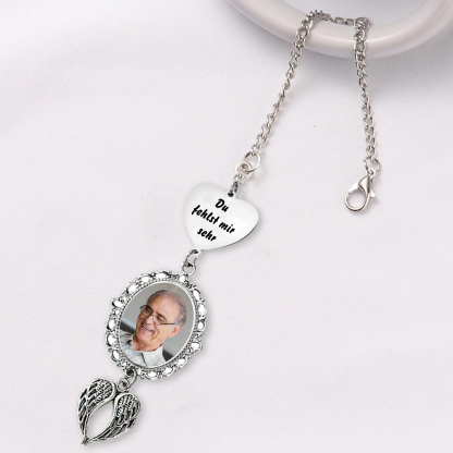 Personalisiertes Foto Gedenk-Anhänger mit Engelsflügeln – Du fehlst mir sehr – Unvergessliche Erinnerungen Geschenk