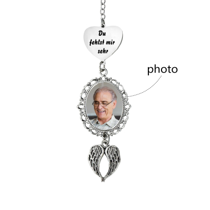 Personalisiertes Foto Gedenk-Anhänger mit Engelsflügeln – Du fehlst mir sehr – Unvergessliche Erinnerungen Geschenk