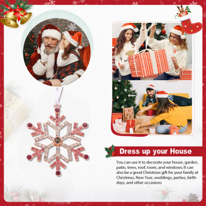 Personalisiertes Foto Projektion Blau/ Rosa Schneeflocke Weihnachtsornament Weihnachtsbaum Anhänger