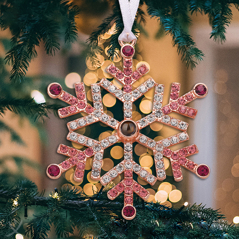 Personalisiertes Foto Projektion Blau/ Rosa Schneeflocke Weihnachtsornament Weihnachtsbaum Anhänger