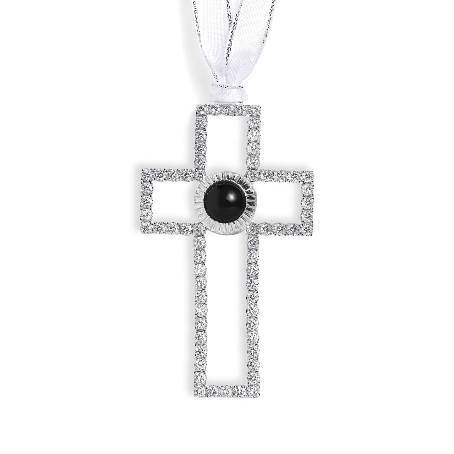 Personalisiertes Foto Projektion Silber Kreuz Weihnachtsornament Weihnachtsbaum Anhänger