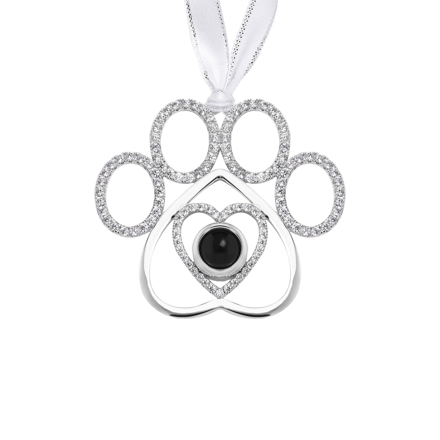 Personalisiertes Foto Projektion Silber Hundspaw Weihnachtsornament Weihnachtsbaum Anhänger