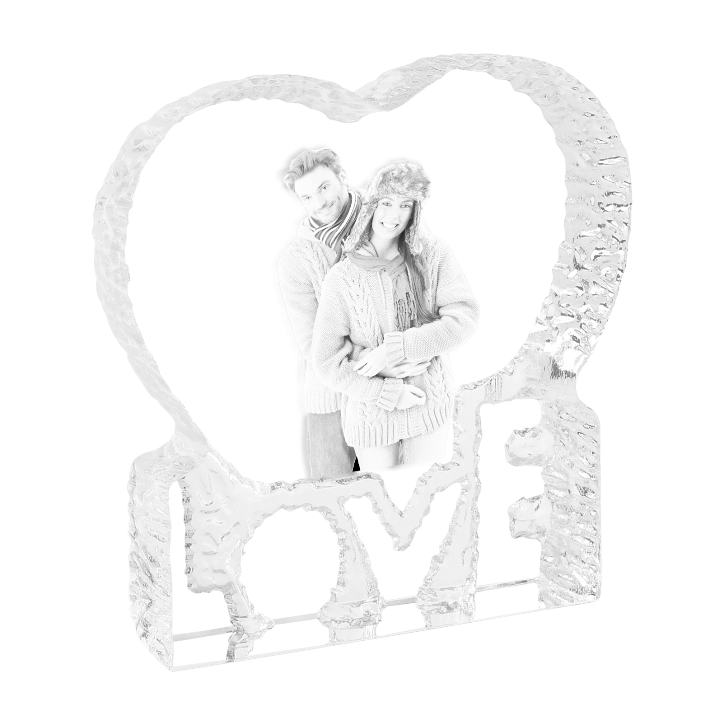 Personalisierte mit 1 Foto Kristall Herz Deko-Schreibtischdekoration für Paar