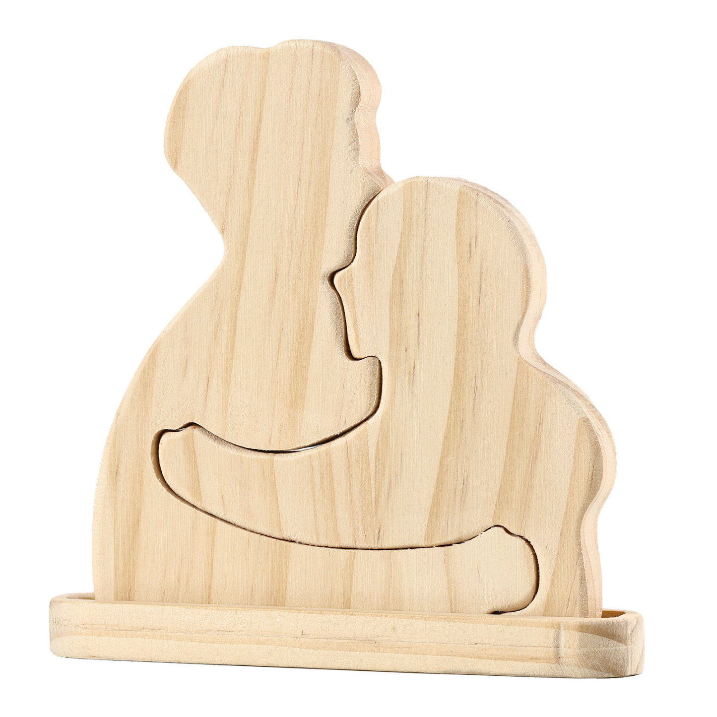 Holzskulptur-Personalisierte 2-5 Namen Familien Umarmung Holz Deko – Schreibdekoration für Familie
