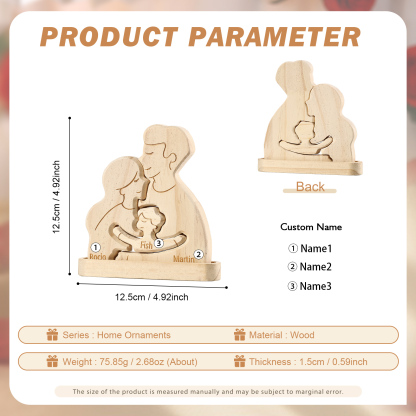 Holzskulptur-Personalisierte 2-5 Namen Familien Umarmung Holz Deko – Schreibdekoration für Familie