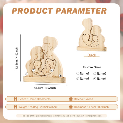 Holzskulptur-Personalisierte 2-5 Namen Familien Umarmung Holz Deko – Schreibdekoration für Familie