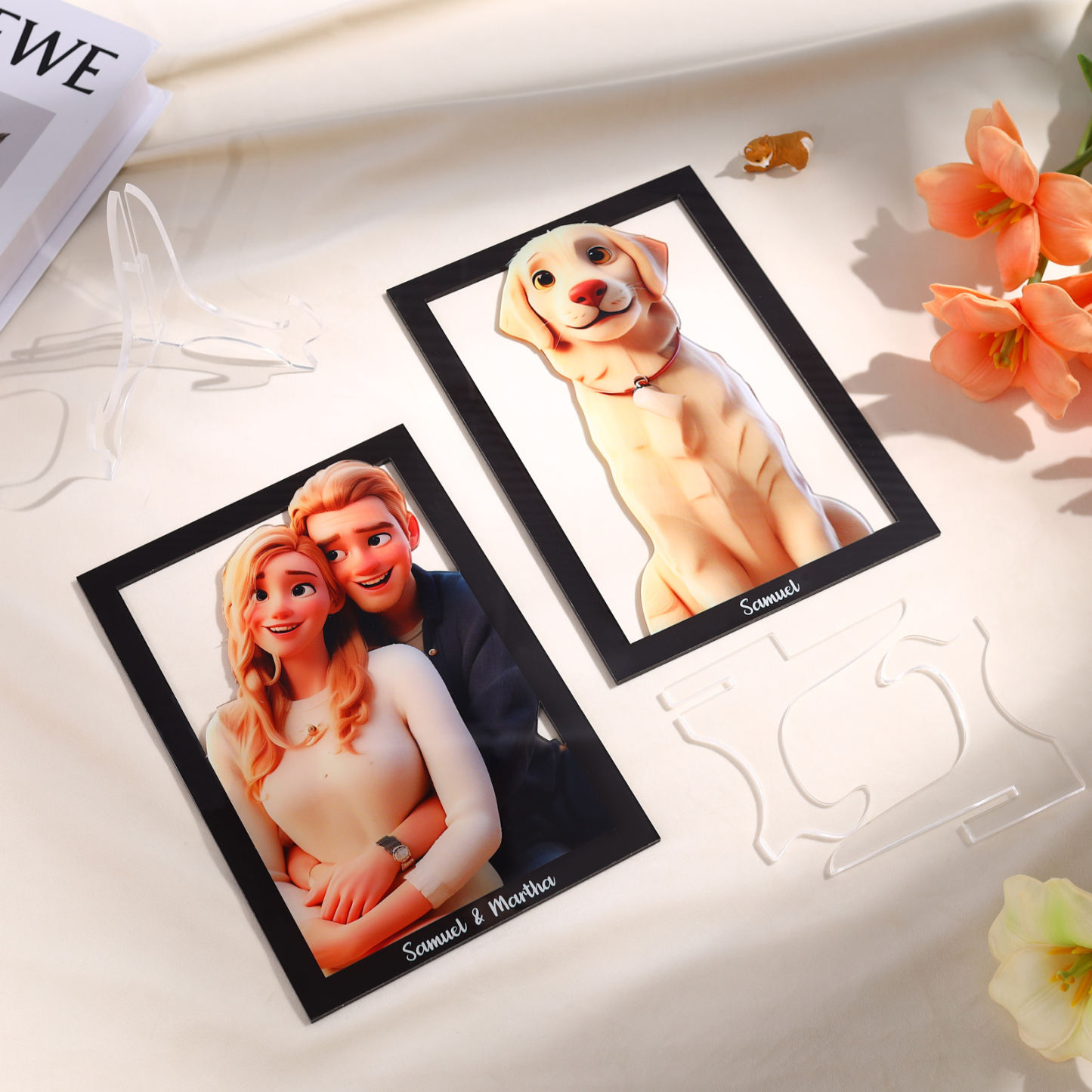 Individuelles mit 1 Foto & 2 Namen Acrylornament – Einzigartiges Zeichen der Liebe