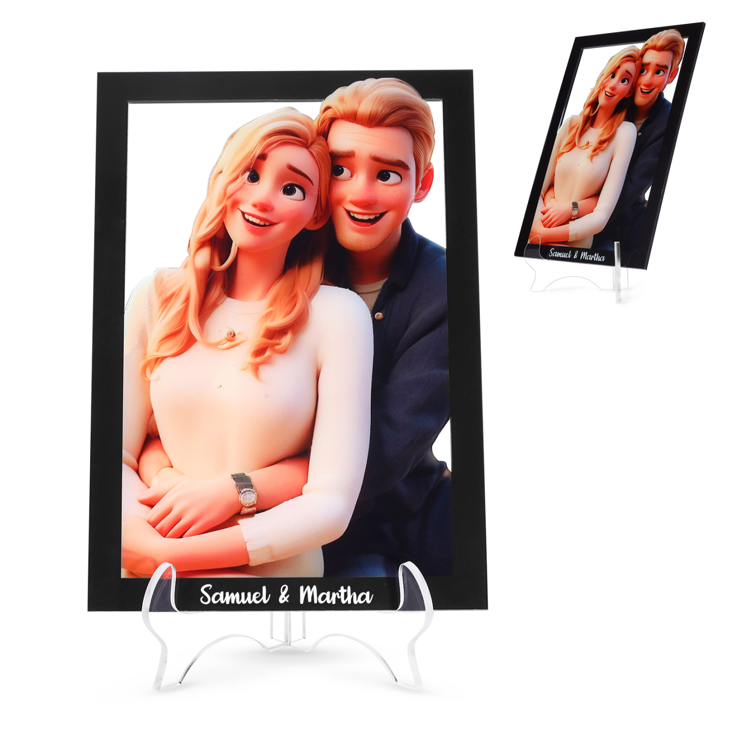 Individuelles mit 1 Foto & 2 Namen Acrylornament – Einzigartiges Zeichen der Liebe