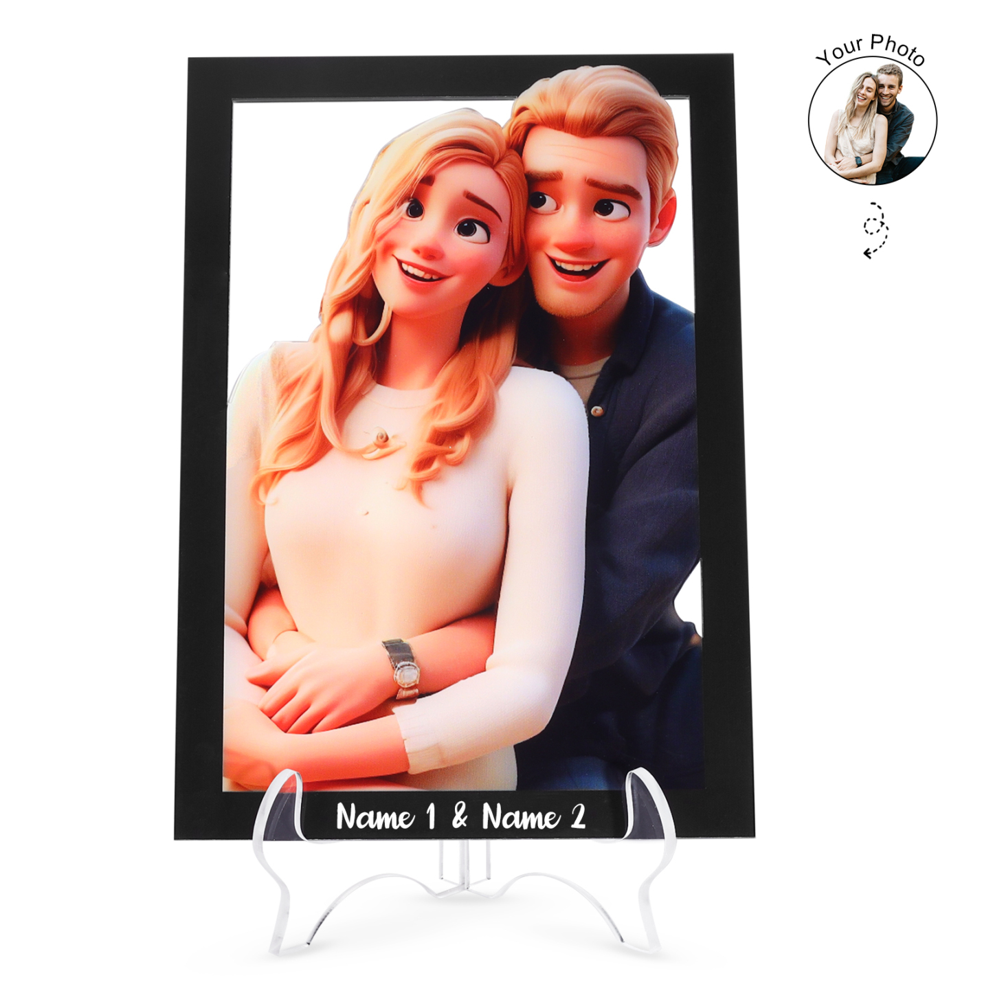 Individuelles mit 1 Foto & 2 Namen Acrylornament – Einzigartiges Zeichen der Liebe