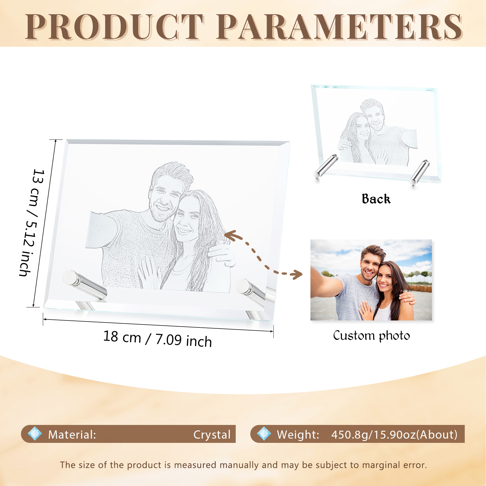 Individuelles Foto-Kristallornament - Für die Liebe und die Zeit gemacht