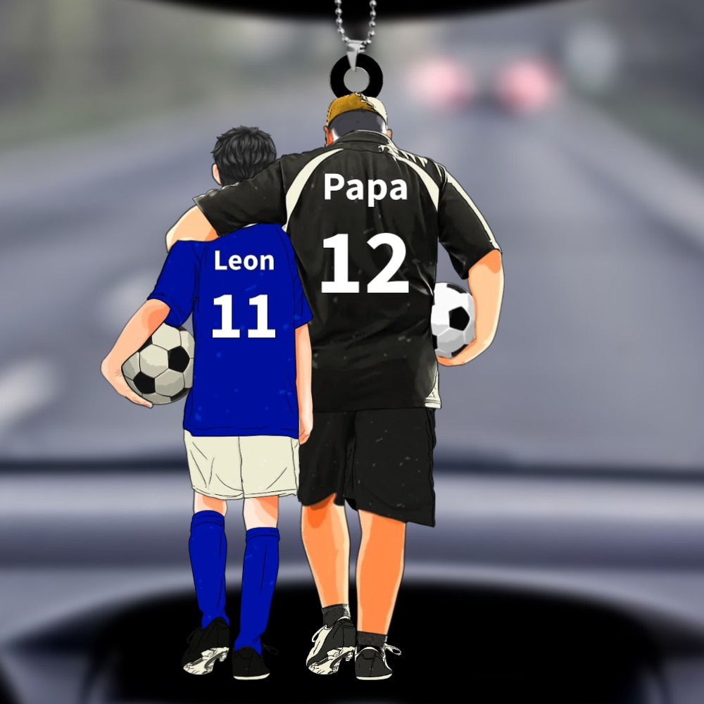 Personalisierter Acryl-Anhänger mit Fußball-Motiv für Papa & Kind