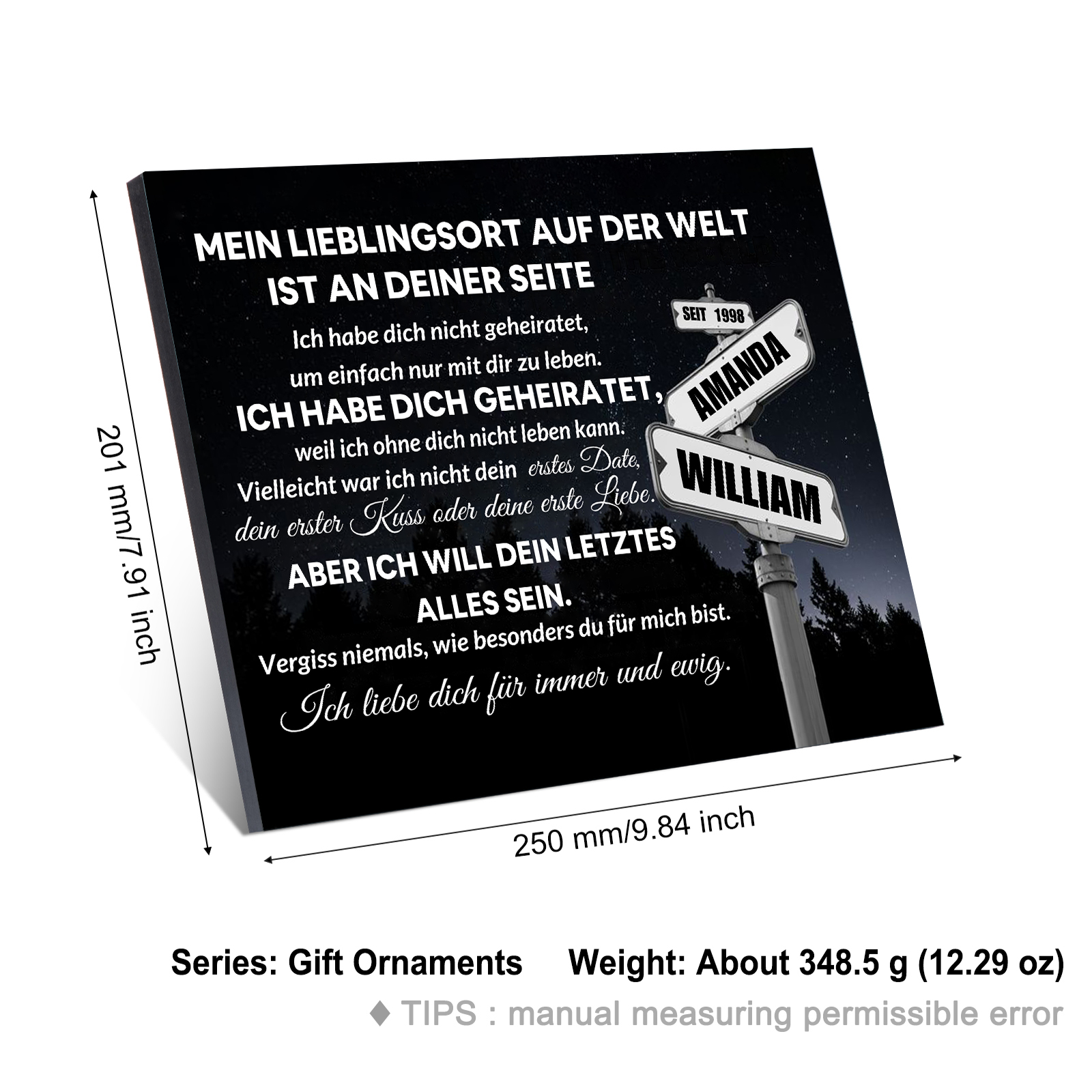 Pärchen Holzbild-Personalisierte 2 Namen & Jahr Holzdekoration-für Paare Mein Libelingsort auf der Welt sit an deiner Seite