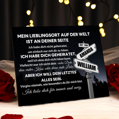 Pärchen Holzbild-Personalisierte 2 Namen & Jahr Holzdekoration-für Paare Mein Libelingsort auf der Welt sit an deiner Seite