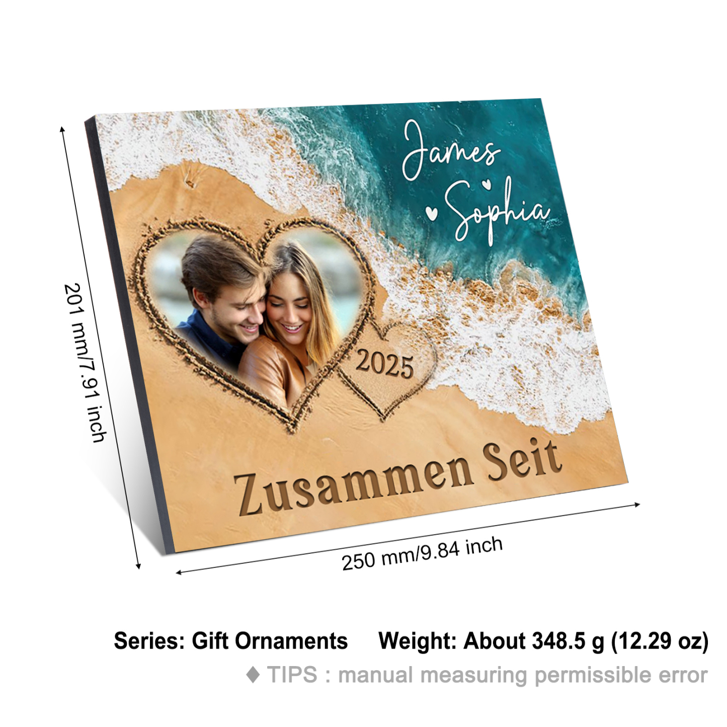 Pärchen Holzbild-Personalisierte 2 Namen & Foto & Jahr Holzdekoration Zusammen seit Geschenk für Paare