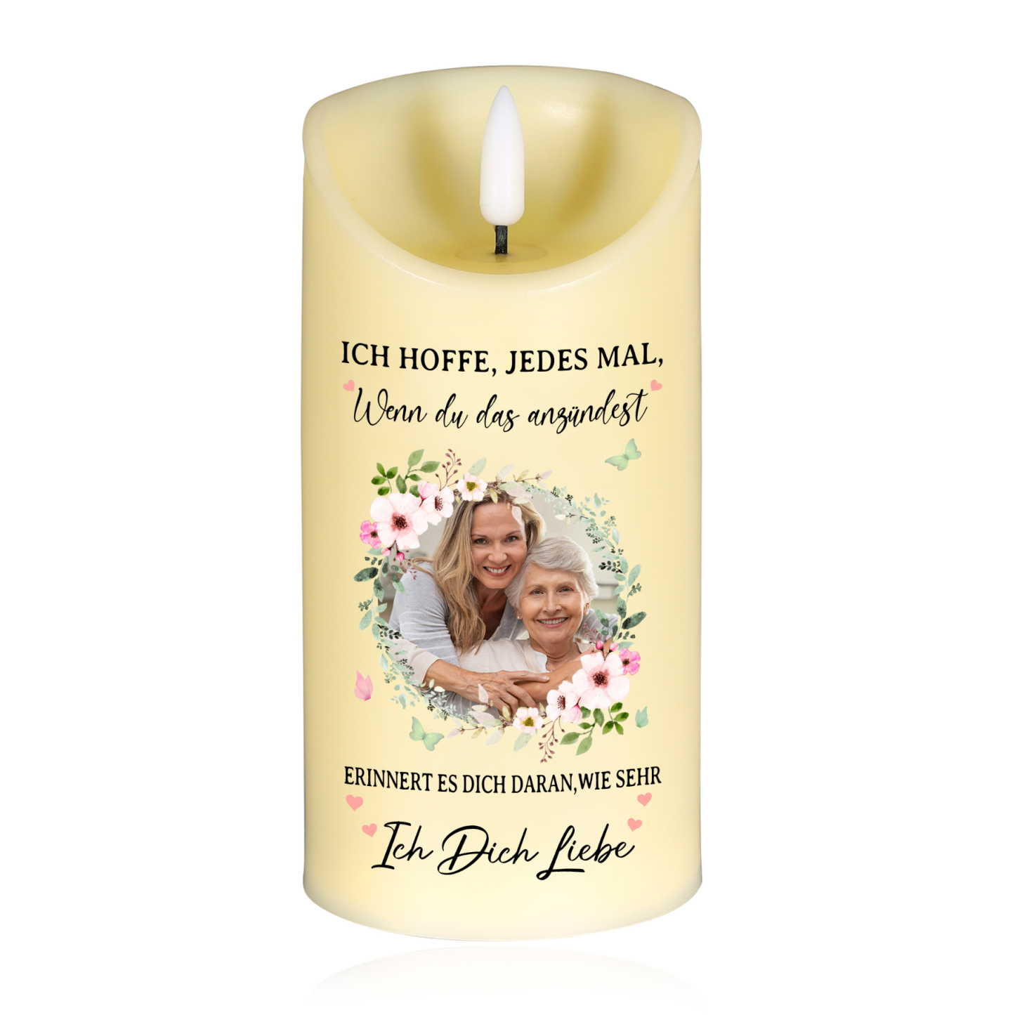 Personalisierbarer mit 1 Foto LED-Kerze für Großmutter – Ich liebe dich