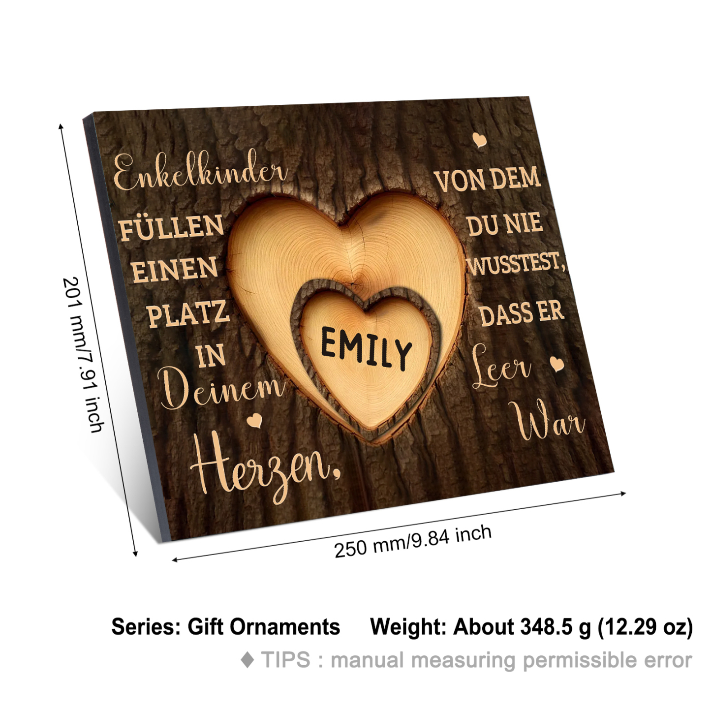 Enkelkinder Holzbild – Personalisierte 1 Name Doppelherz Holzdekoration Geschenk für Familien