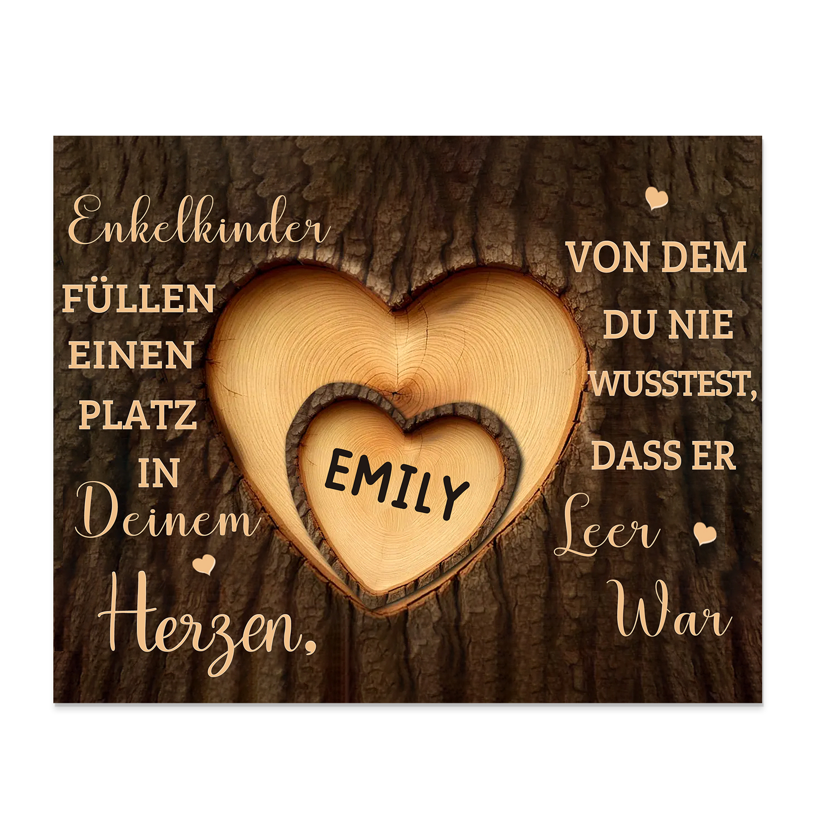 Enkelkinder Holzbild – Personalisierte 1 Name Doppelherz Holzdekoration Geschenk für Familien