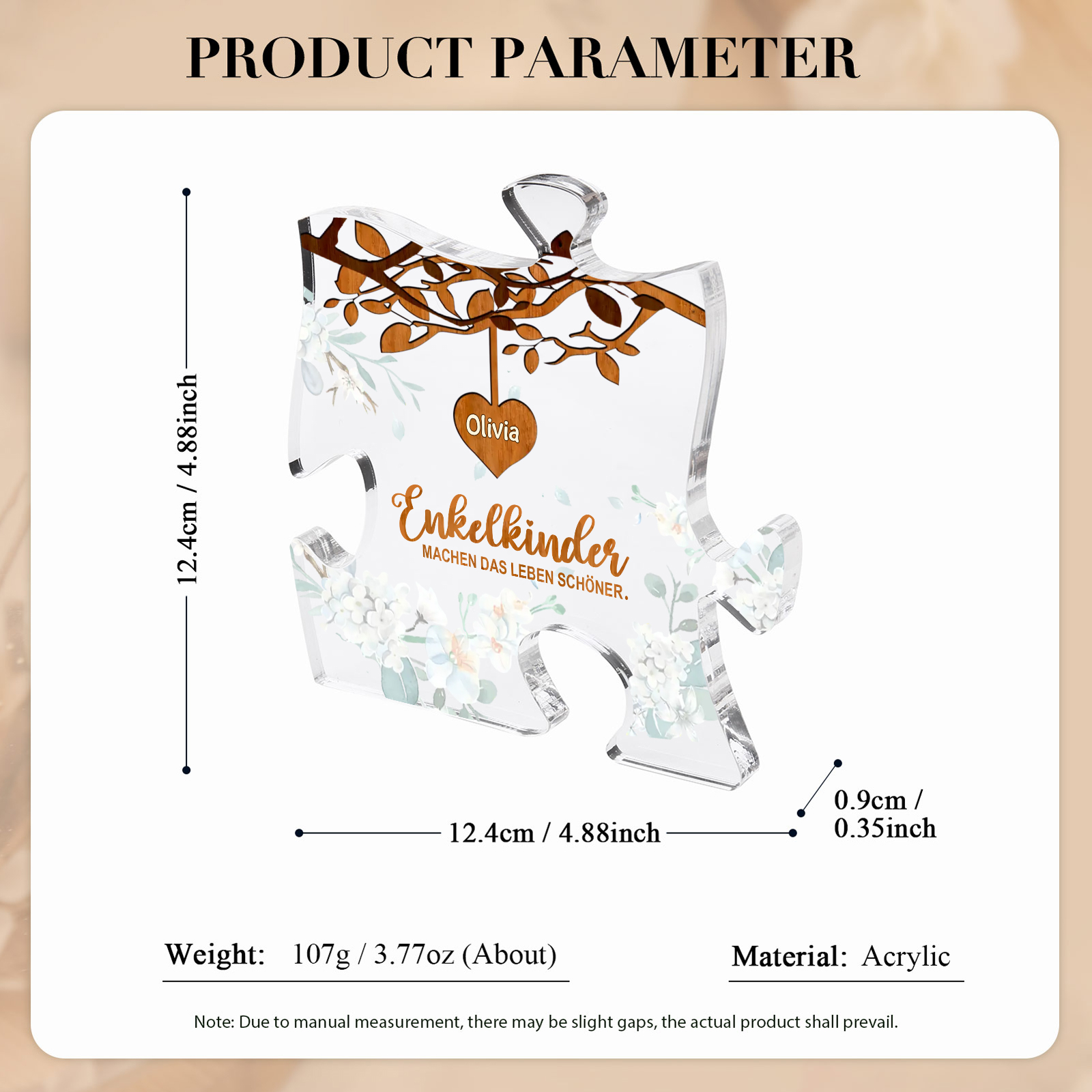 Acryl-Deko Personalisierte mit 1 Name Schreibtischdekoration für Großmutter/Oma