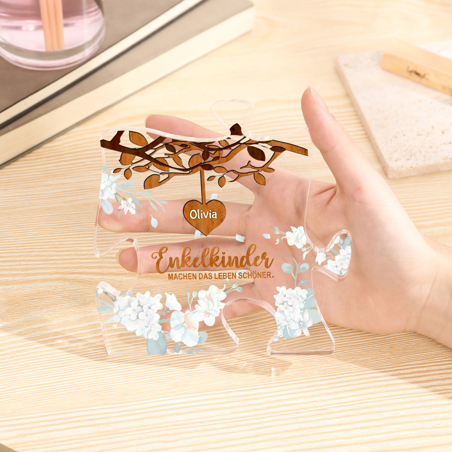 Acryl-Deko Personalisierte mit 1 Name Schreibtischdekoration für Großmutter/Oma