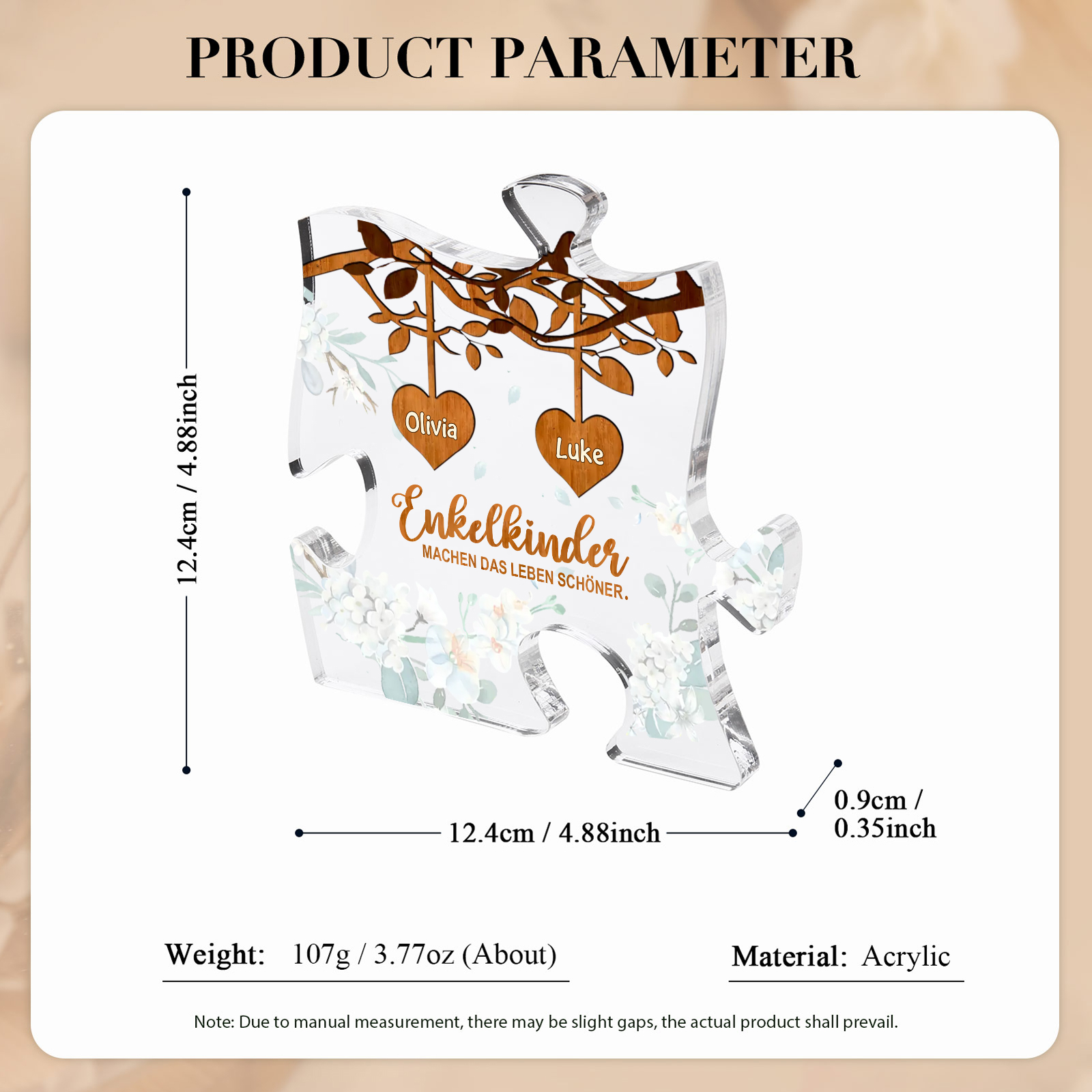 Acryl-Deko Personalisierte mit 2 Name Schreibtischdekoration für Großmutter/Oma