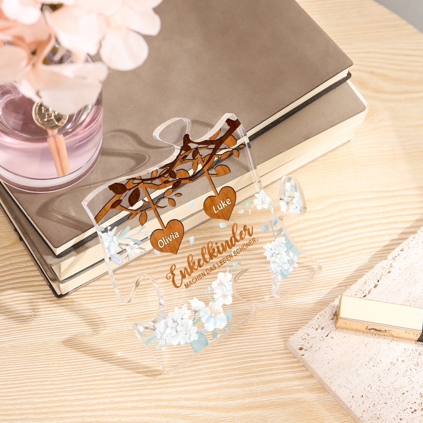 Acryl-Deko Personalisierte mit 2 Name Schreibtischdekoration für Großmutter/Oma