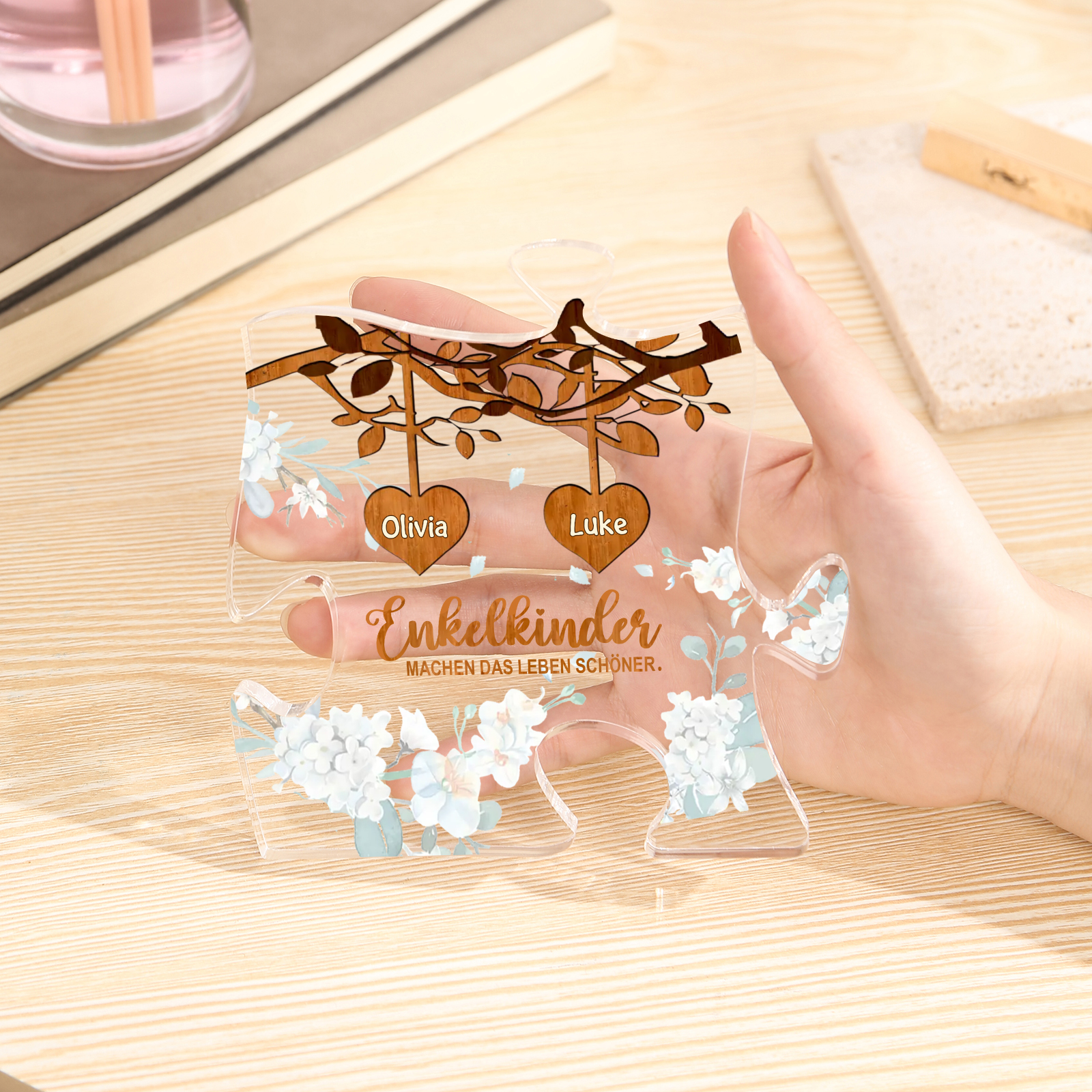 Acryl-Deko Personalisierte mit 2 Name Schreibtischdekoration für Großmutter/Oma