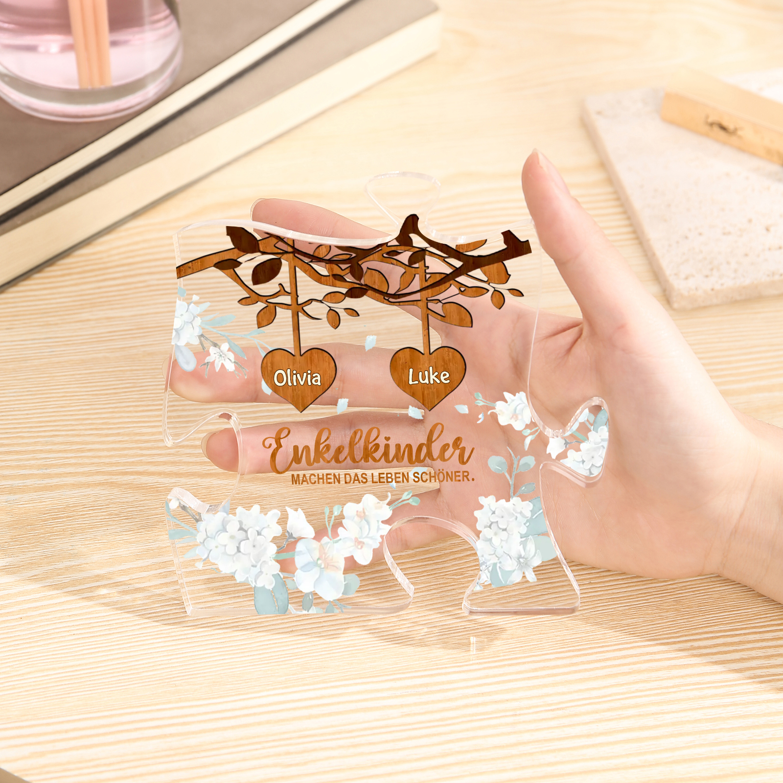 Acryl-Deko Personalisierte mit 2 Name Schreibtischdekoration für Großmutter/Oma