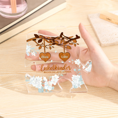 Acryl-Deko Personalisierte mit 2 Name Schreibtischdekoration für Großmutter/Oma