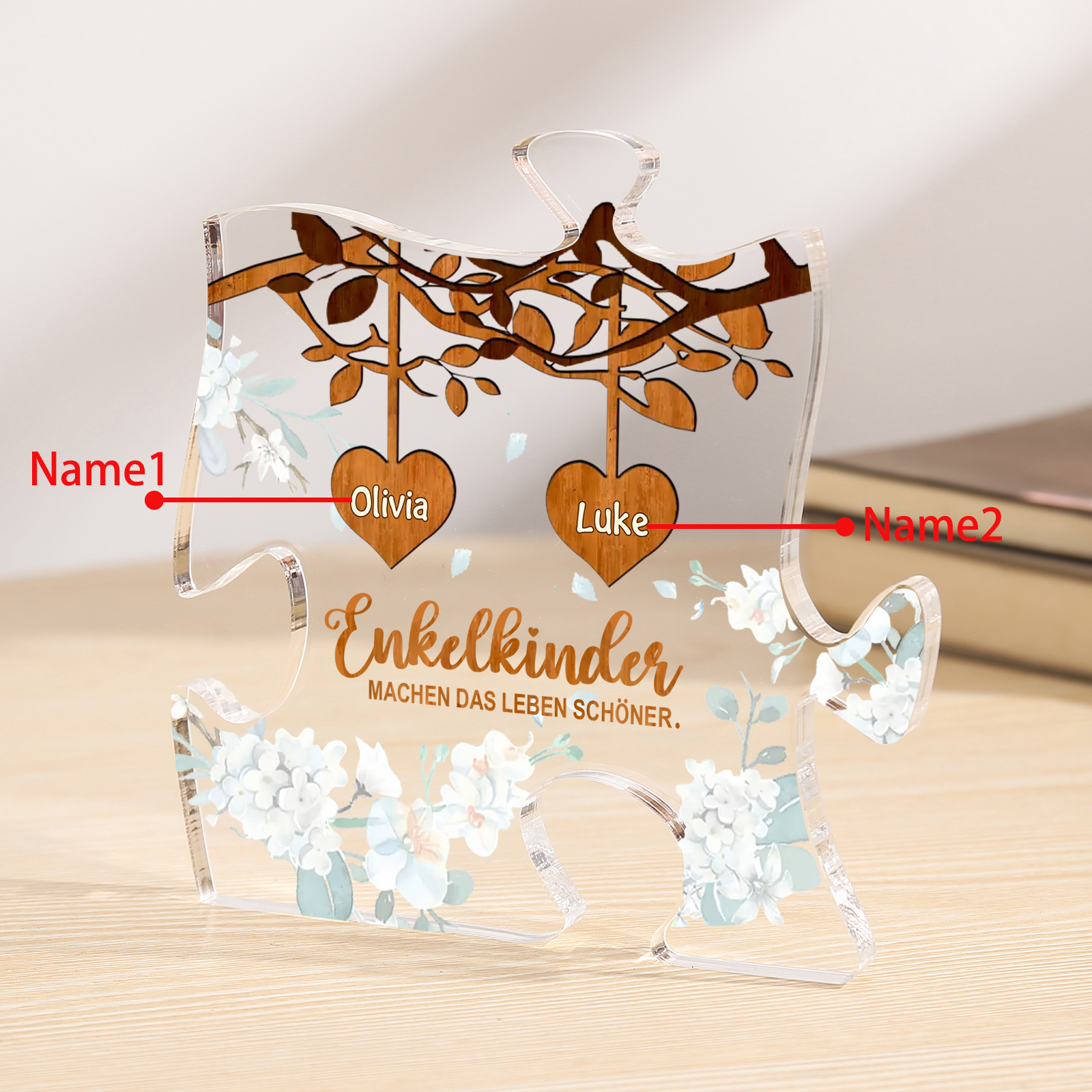 Acryl-Deko Personalisierte mit 2 Name Schreibtischdekoration für Großmutter/Oma