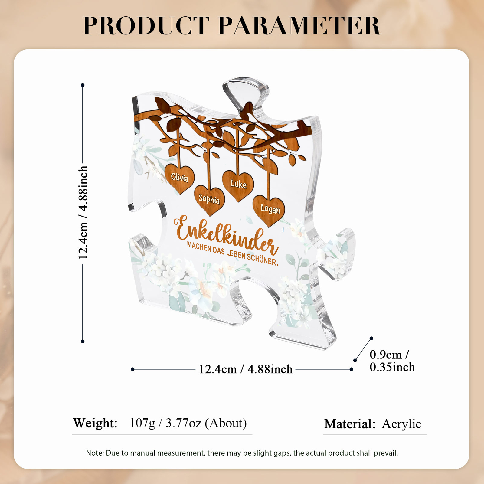 Acryl-Deko Personalisierte mit 4 Name Schreibtischdekoration für Großmutter/Oma