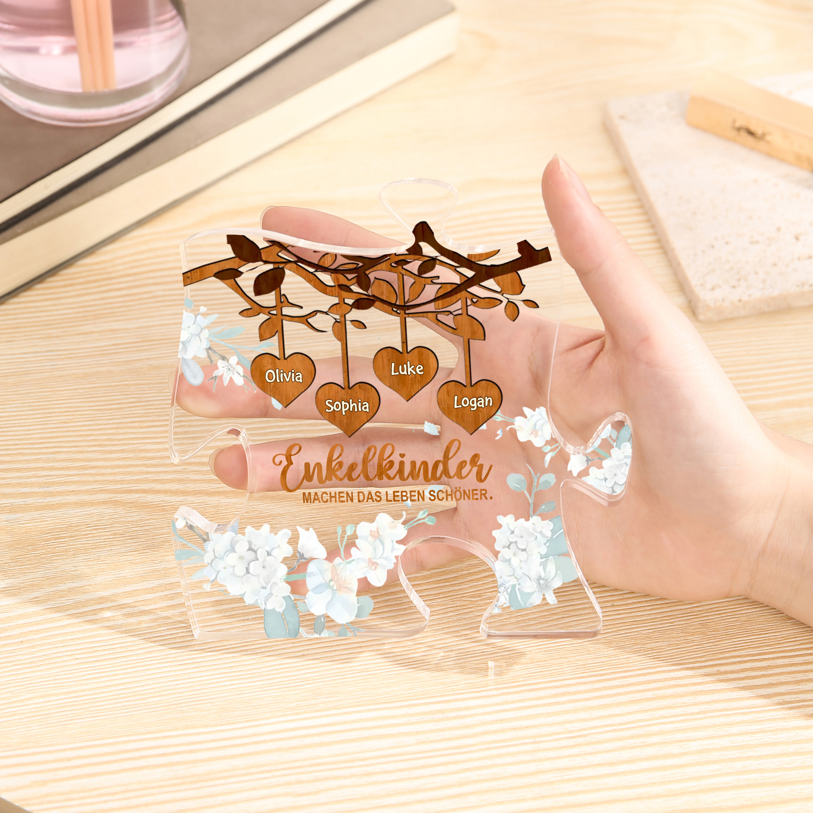 Acryl-Deko Personalisierte mit 4 Name Schreibtischdekoration für Großmutter/Oma
