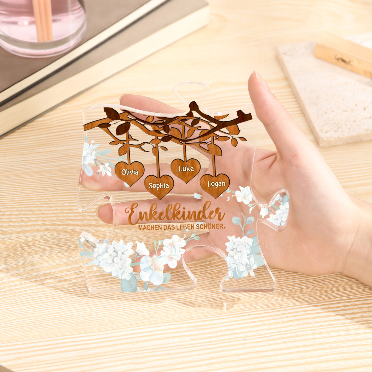 Acryl-Deko Personalisierte mit 4 Name Schreibtischdekoration für Großmutter/Oma