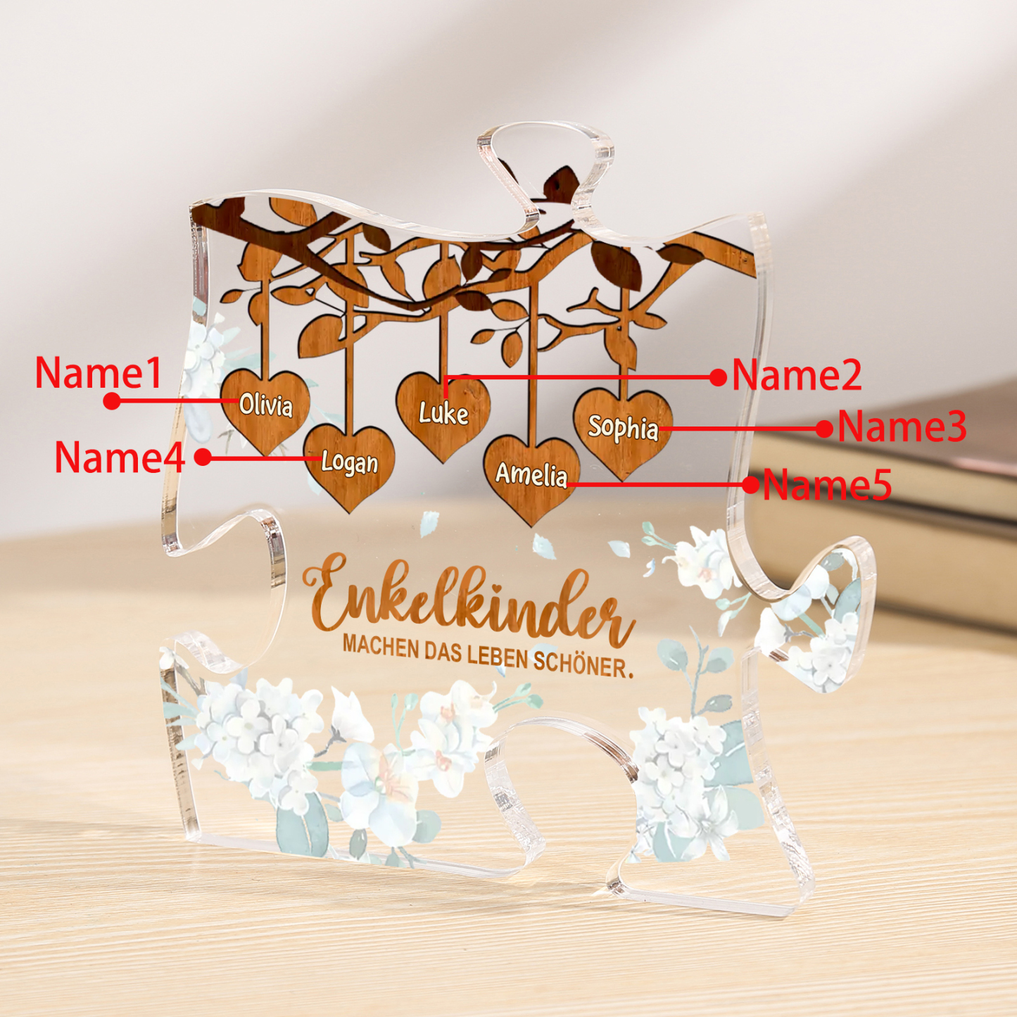 Acryl-Deko Personalisierte mit 5 Name Schreibtischdekoration für Großmutter/Oma