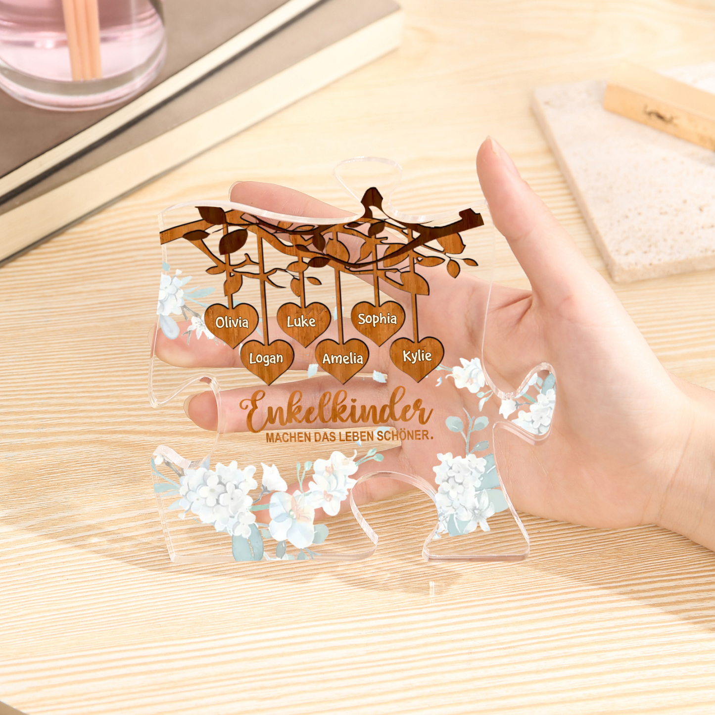 Acryl-Deko Personalisierte mit 6 Namen Schreibtischdekoration für Großmutter/Oma