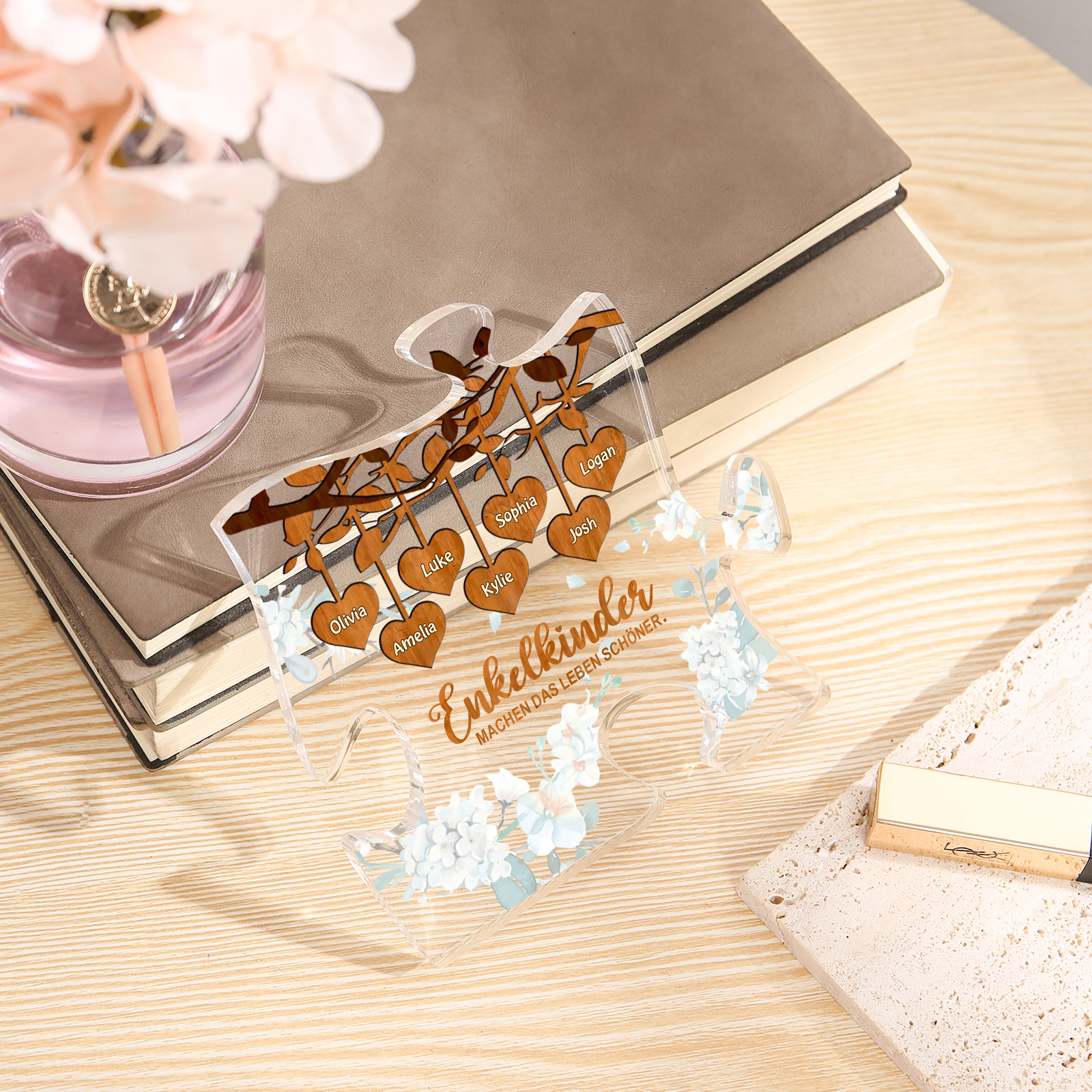 Acryl-Deko Personalisierte mit 7 Namen Schreibtischdekoration für Großmutter/Oma