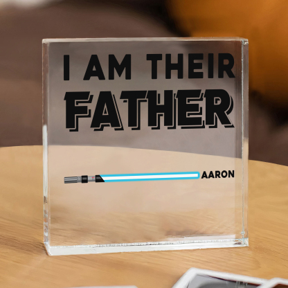 Quadrat Acryl-Deko Personalisierte mit 1 Name & 1 Text  Schreibtischdekoration für Vater