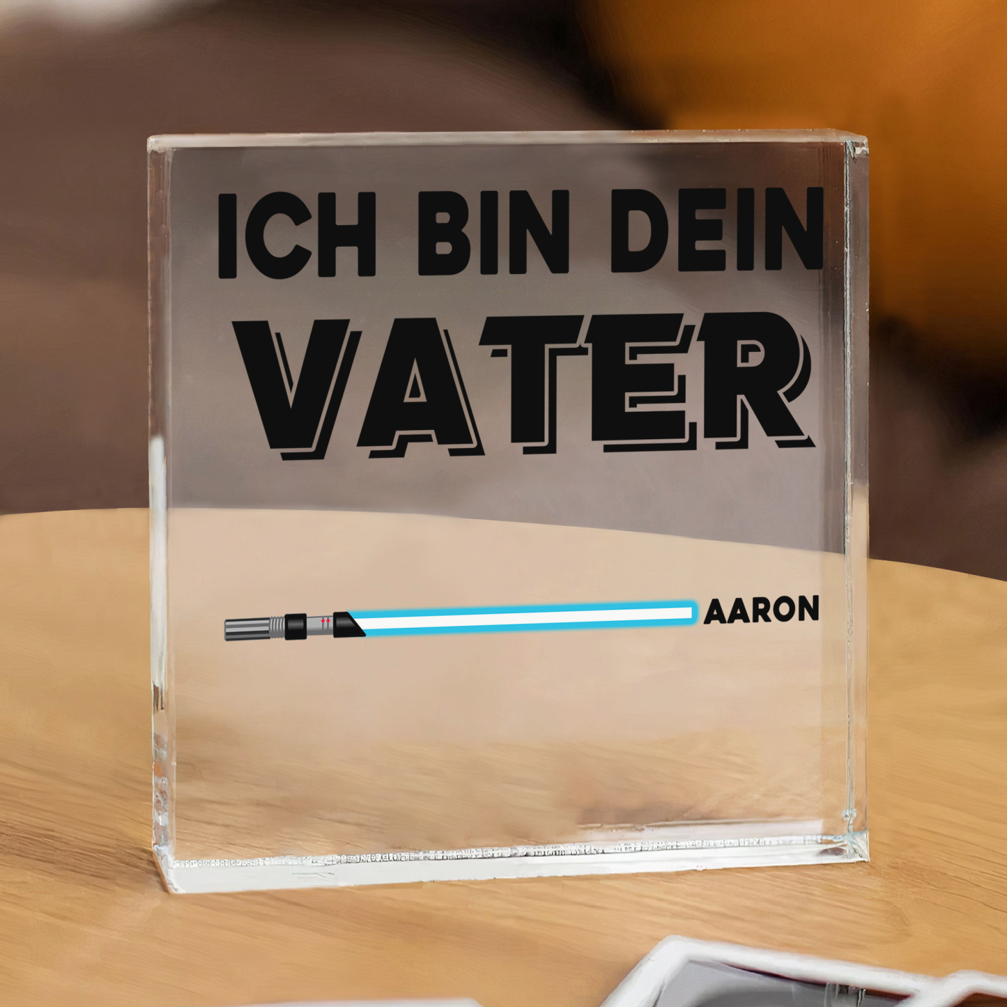 Quadrat Acryl-Deko Personalisierte mit 1 Name & 1 Text Schreibtischdekoration für Vater